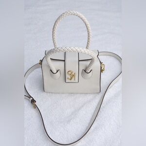 Steve Madden Mini Top Handle Bag Crème & Brun – Gold Hardware – Like New